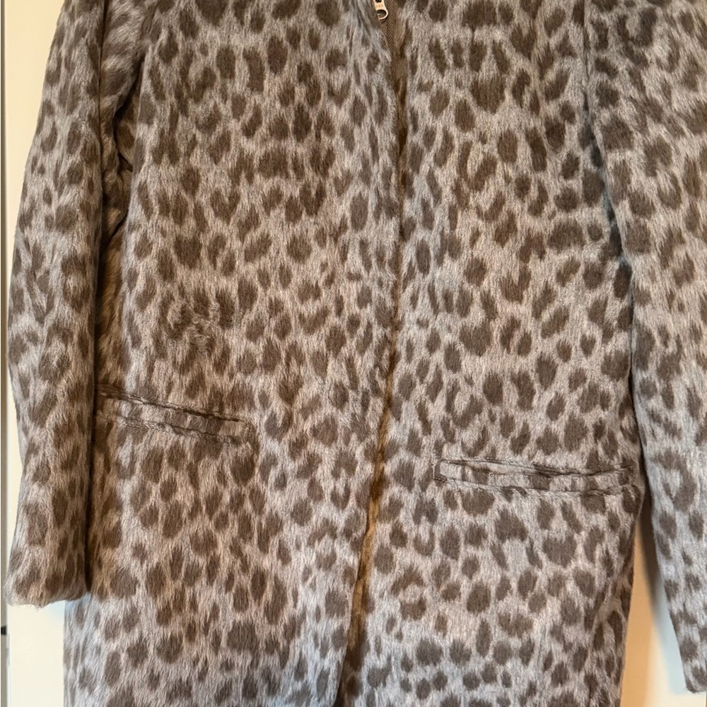 Old Navy Gray Leopard Print Women's Pea Coat